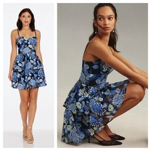 Dress The‎ Population / braelyn floral embroidered red tiered mini dress XS